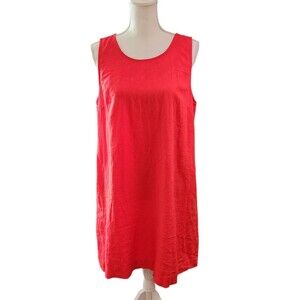 J. Crew Sleeveless Shift Dress Red Linen Blend Pockets Womens Size 12